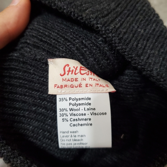 NWT Stil Estro Knit Hat and Gloves Set. Dark Grey. Rhinestones. Made In Italy. - Picture 8 of 9